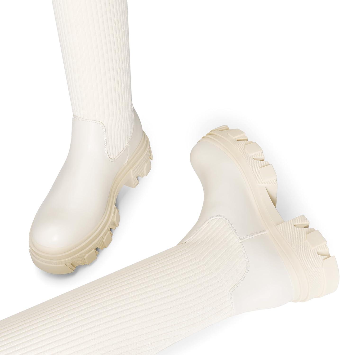 imageDREAM PAIRS womens Over the Knee PlatformBeige