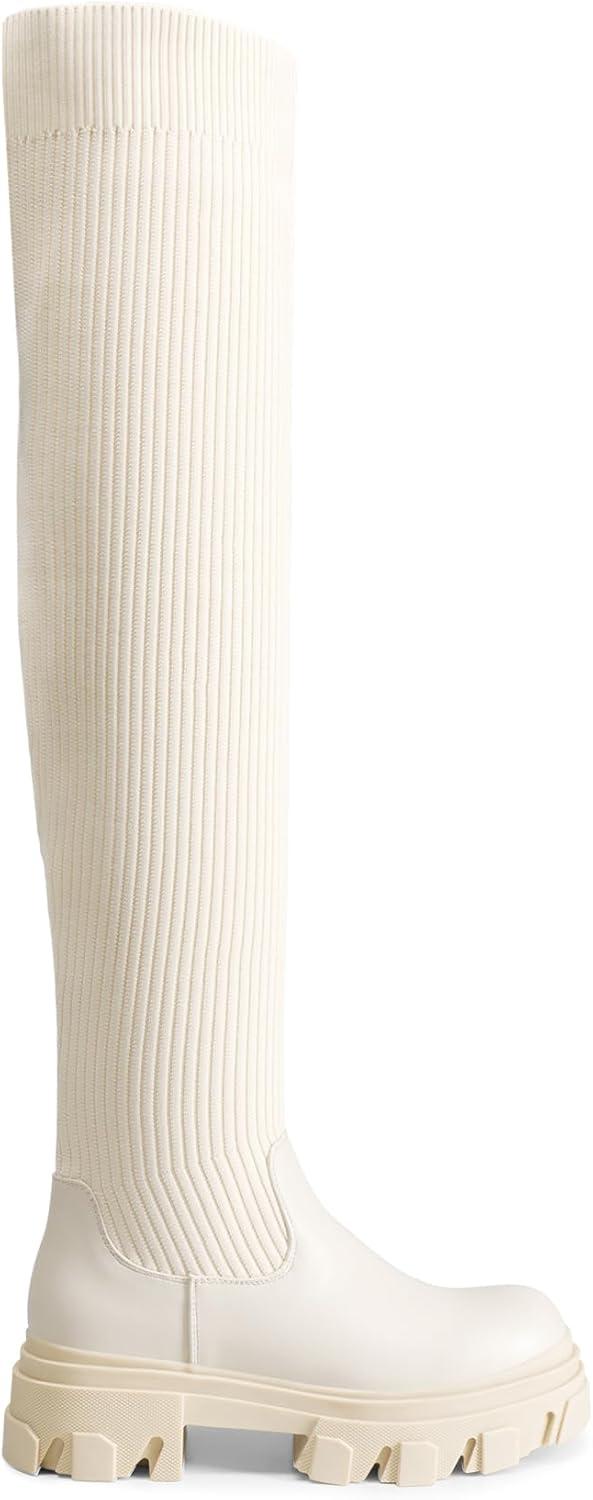 imageDREAM PAIRS womens Over the Knee PlatformBeige