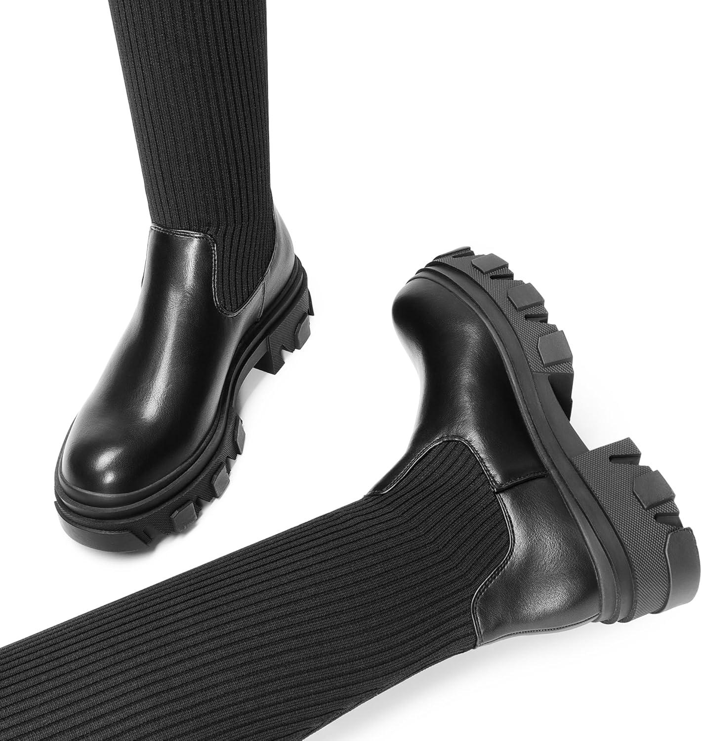 imageDREAM PAIRS womens Over the Knee PlatformBlack