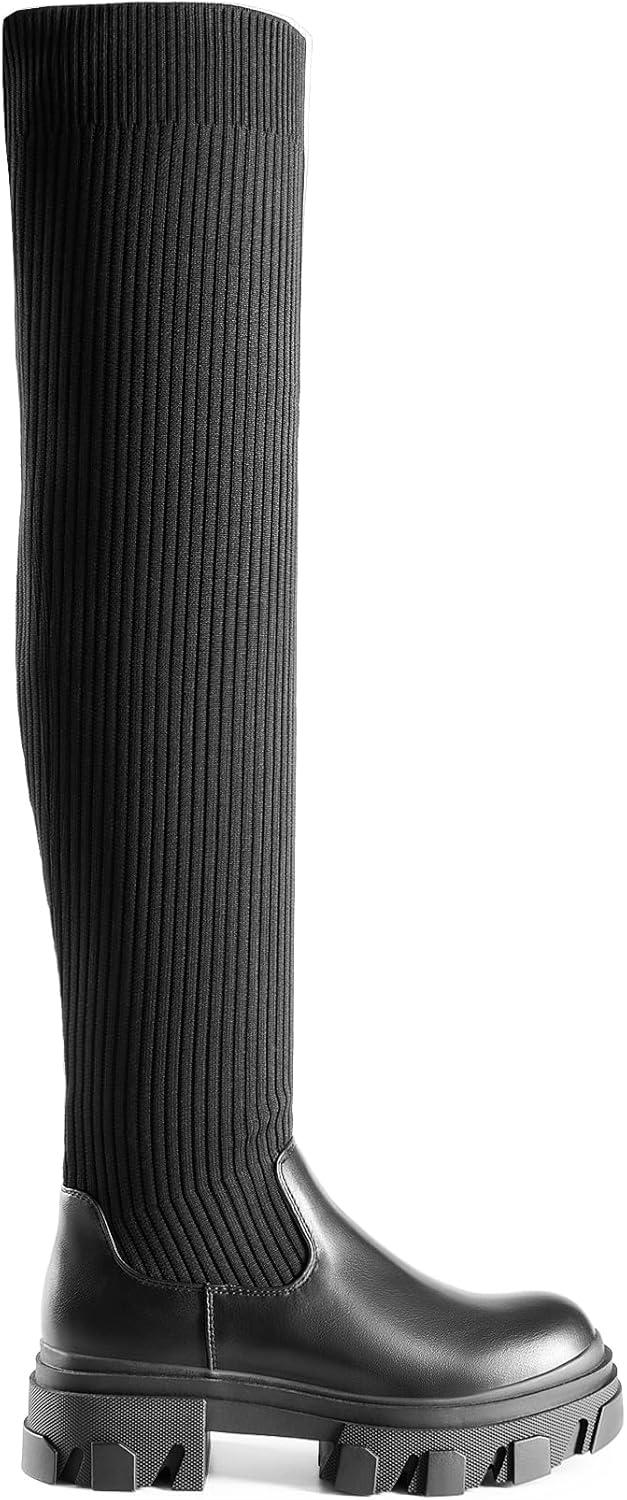 imageDREAM PAIRS womens Over the Knee PlatformBlack