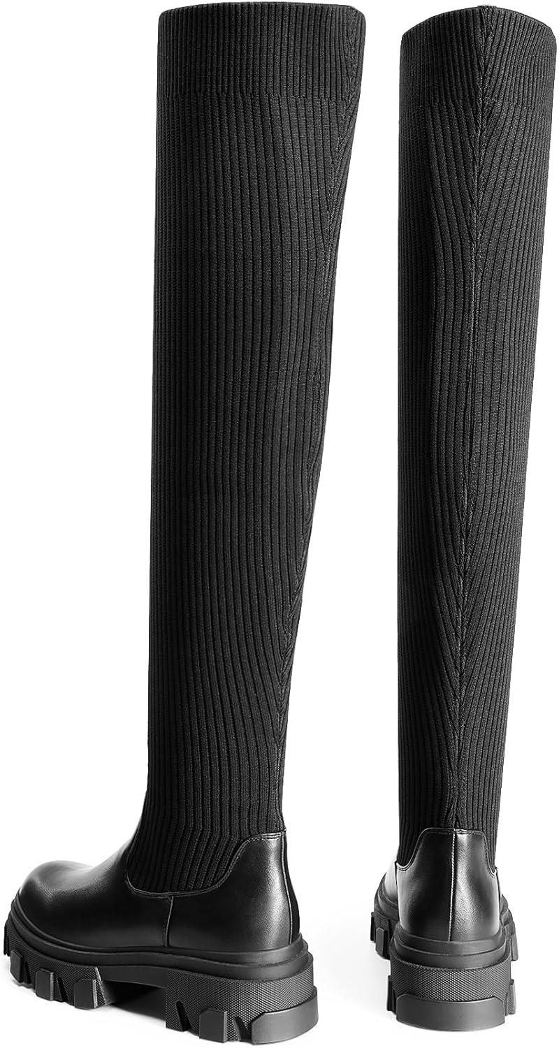 imageDREAM PAIRS womens Over the Knee PlatformBlack