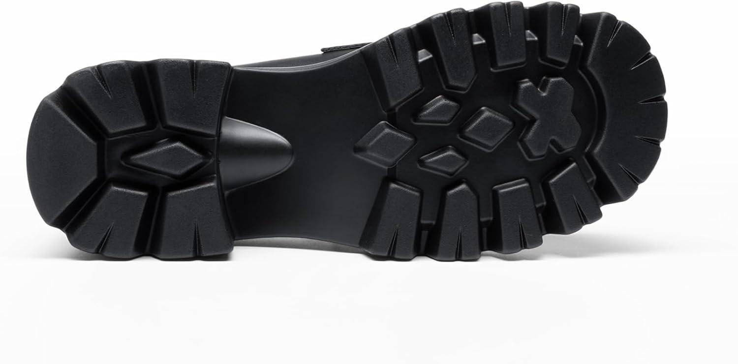 imageWomen Loafers Platform Chunky Heel Slip On Lug Sole Casual Dressy Office Business ShoesBlackpu