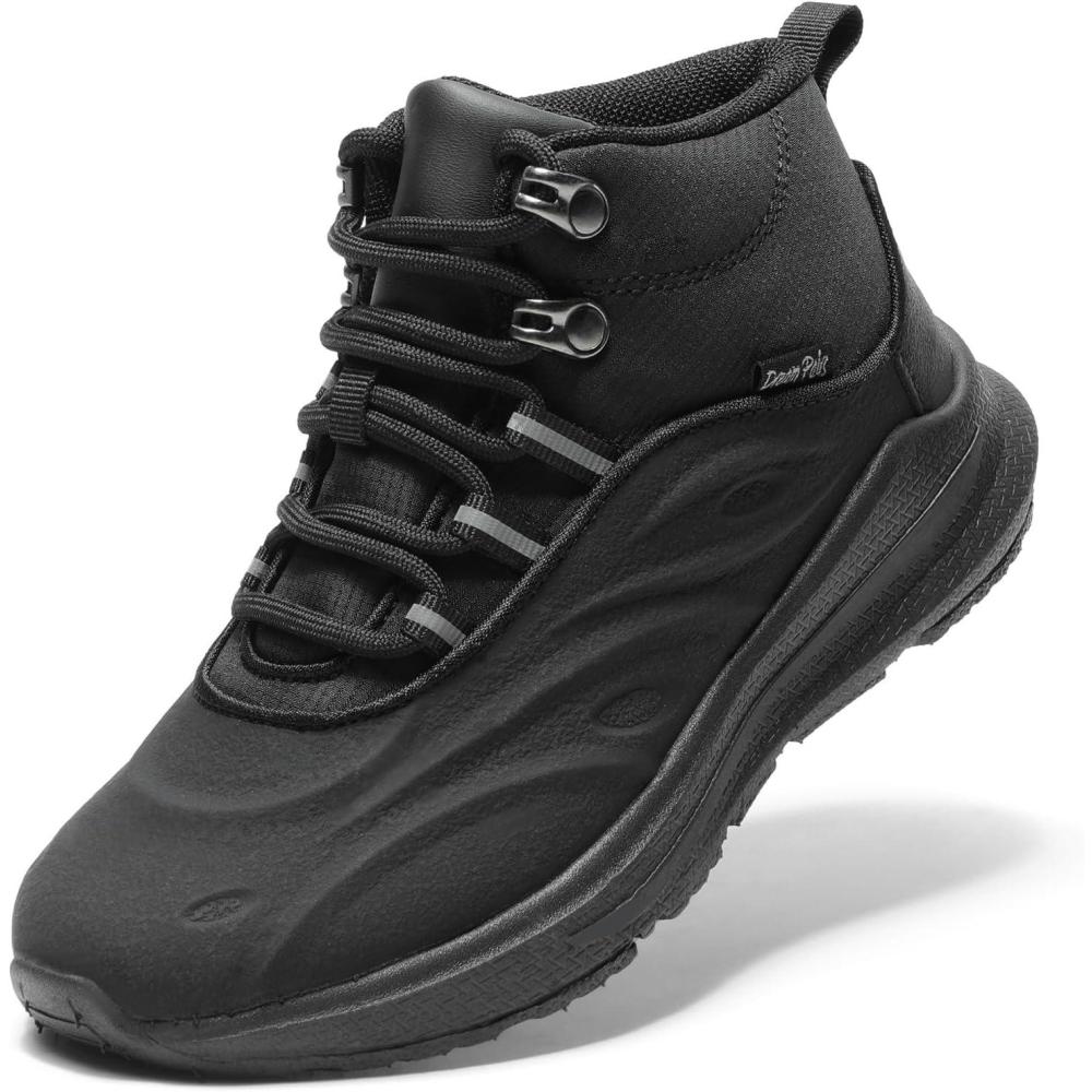 imageDREAM PAIRS Boys Girls Boots Kids High Top Sneakers Shoes Outdoor Hiking DuraPlay Lace Up Shoes for LittleBig KidBlack