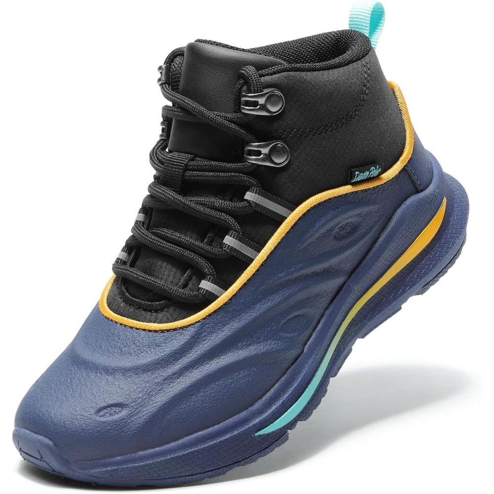 imageDREAM PAIRS Boys Girls Boots Kids High Top Sneakers Shoes Outdoor Hiking DuraPlay Lace Up Shoes for LittleBig KidDark BlueBlack