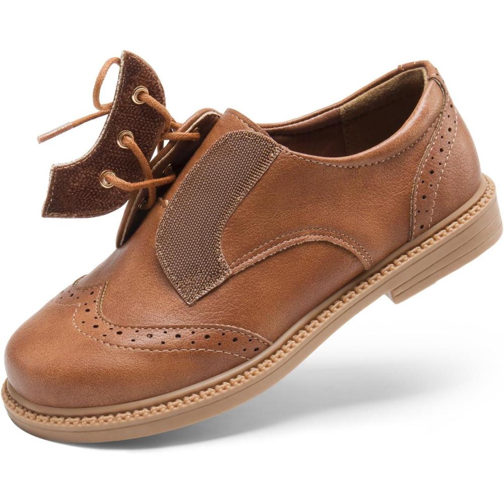 imageDREAM PAIRS Boys Girls Dress Shoes Kids School Uniform Formal Casual Oxfords for Toddler Little KidBrown