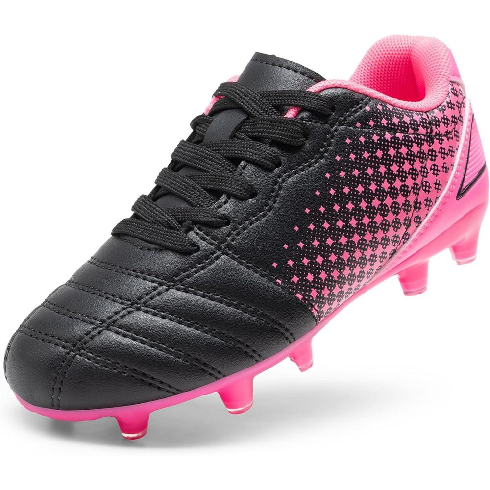 imageDREAM PAIRS Boys Girls Outdoor Sport Football Shoes Soccer Cleats for LittleBig KidBlackHot Pink
