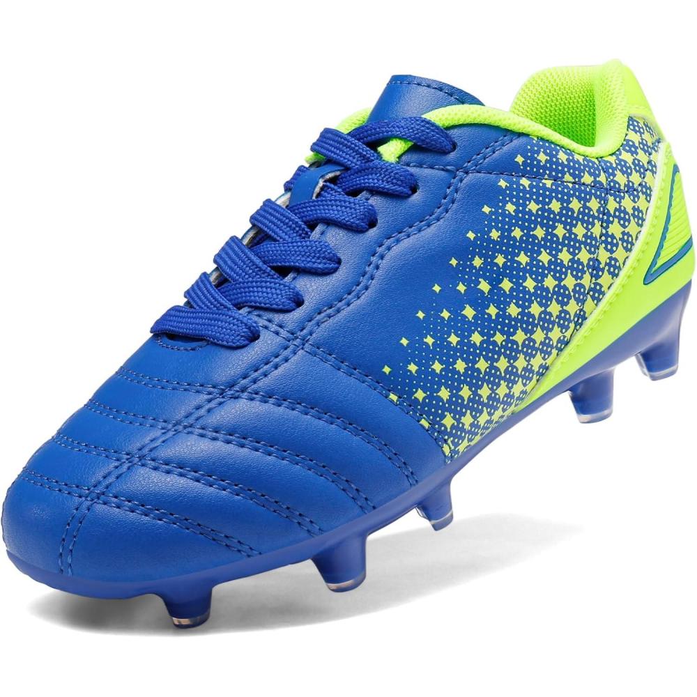 imageDREAM PAIRS Boys Girls Outdoor Sport Football Shoes Soccer Cleats for LittleBig KidRoyalBlueNeonGreen