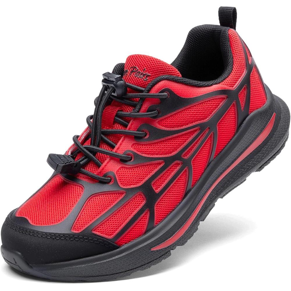 imageDREAM PAIRS Boys Girls Running Shoes Kids Athletic Lightweight Breathable Gym School ShoesRedBlack