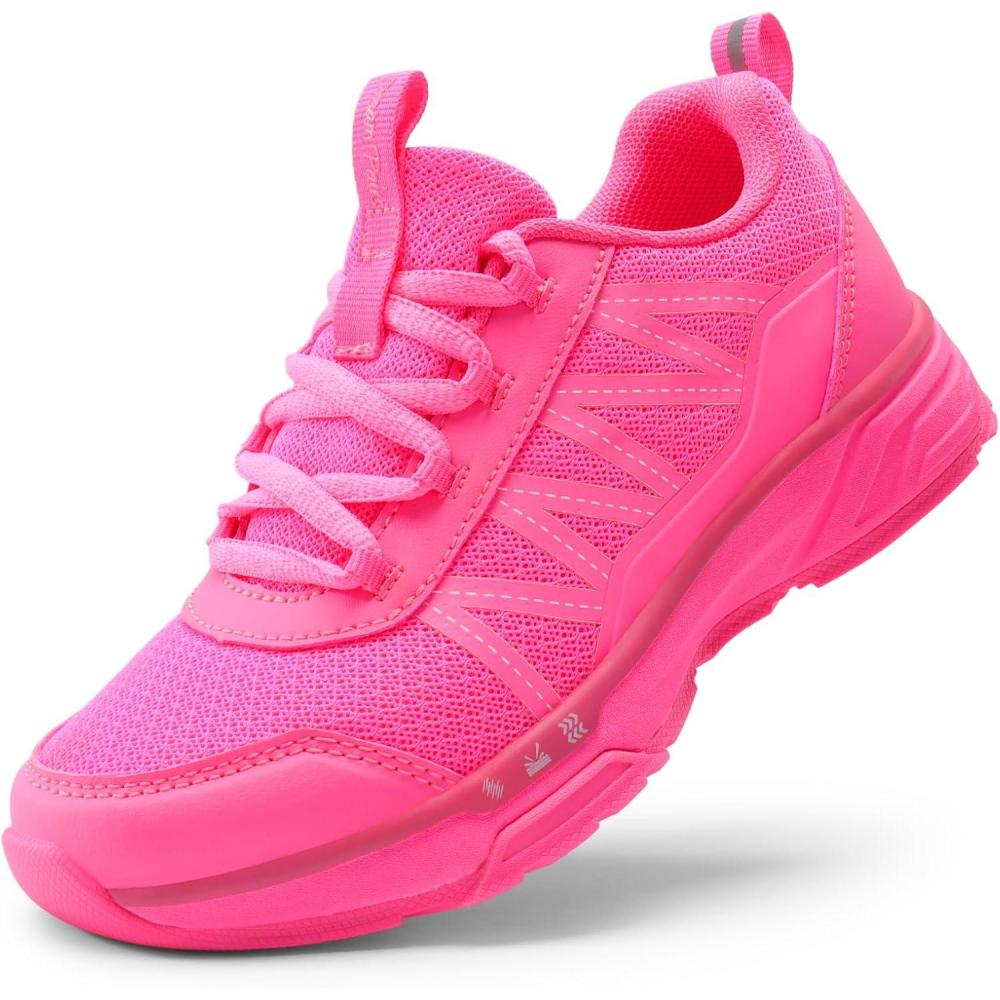 imageDREAM PAIRS Boys Girls Shoes Kids DuraPlay Tennis Footwear Non Slip Athletic Running Walking Lightweight Lace Up Sneakers for LittleBig KidHot Pink