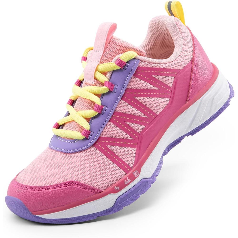 imageDREAM PAIRS Boys Girls Shoes Kids DuraPlay Tennis Footwear Non Slip Athletic Running Walking Lightweight Lace Up Sneakers for LittleBig KidPinkHot Pink