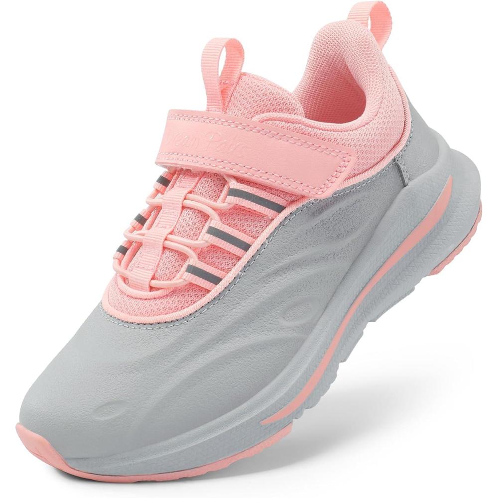 imageDREAM PAIRS Boys Girls Shoes Kids DuraPlay Tennis Running Athletic Protective Walking Sneakers for LittleBig KidLight GreyPink