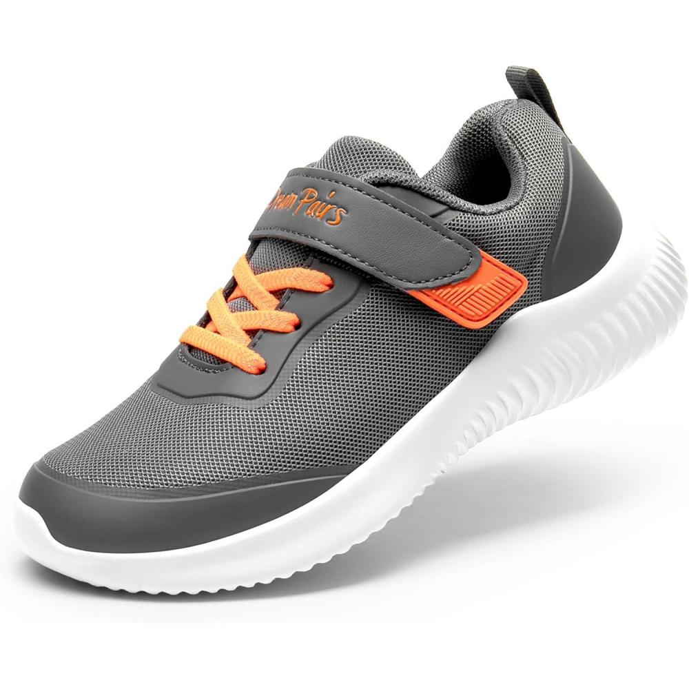imageDREAM PAIRS Boys Girls Shoes Kids Tennis EZOns BreezeRunners Running SneakersGreyOrange