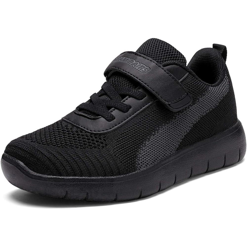 imageDREAM PAIRS Boys Girls Shoes Kids Tennis EZOns MagicZips Athletic Running Walking Barefoot Zero Drop SneakersBlackDarkGrey