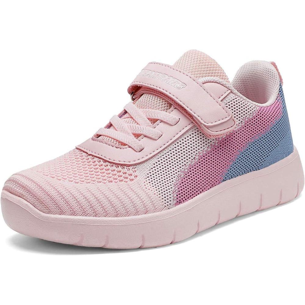 imageDREAM PAIRS Boys Girls Shoes Kids Tennis EZOns MagicZips Athletic Running Walking Barefoot Zero Drop SneakersPinkGreyBlue