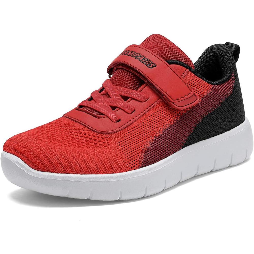 imageDREAM PAIRS Boys Girls Shoes Kids Tennis EZOns MagicZips Athletic Running Walking Barefoot Zero Drop SneakersRedBlack