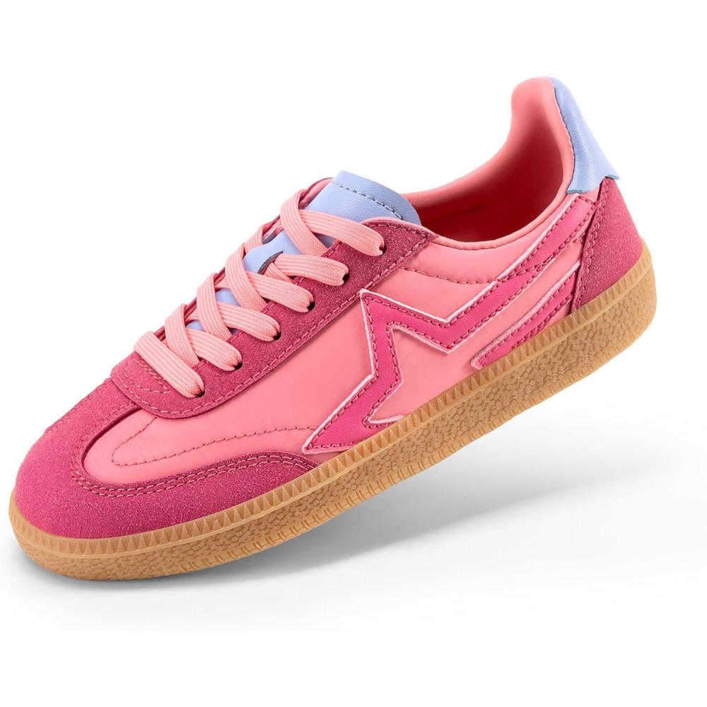 imageDREAM PAIRS Boys Girls Sneakers Retro Classic Casual Tennis Shoes Lightweight School Walking Low Top Lace Up Footwear for LittleBig KidHot Pink
