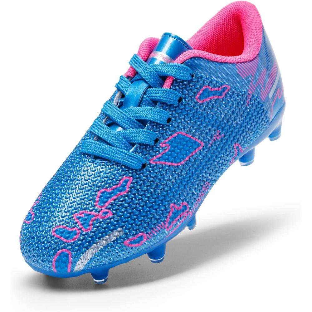 imageDREAM PAIRS Boys Girls Soccer Cleats Kids Football Shoes for LittleBig KidBlueHot Pink