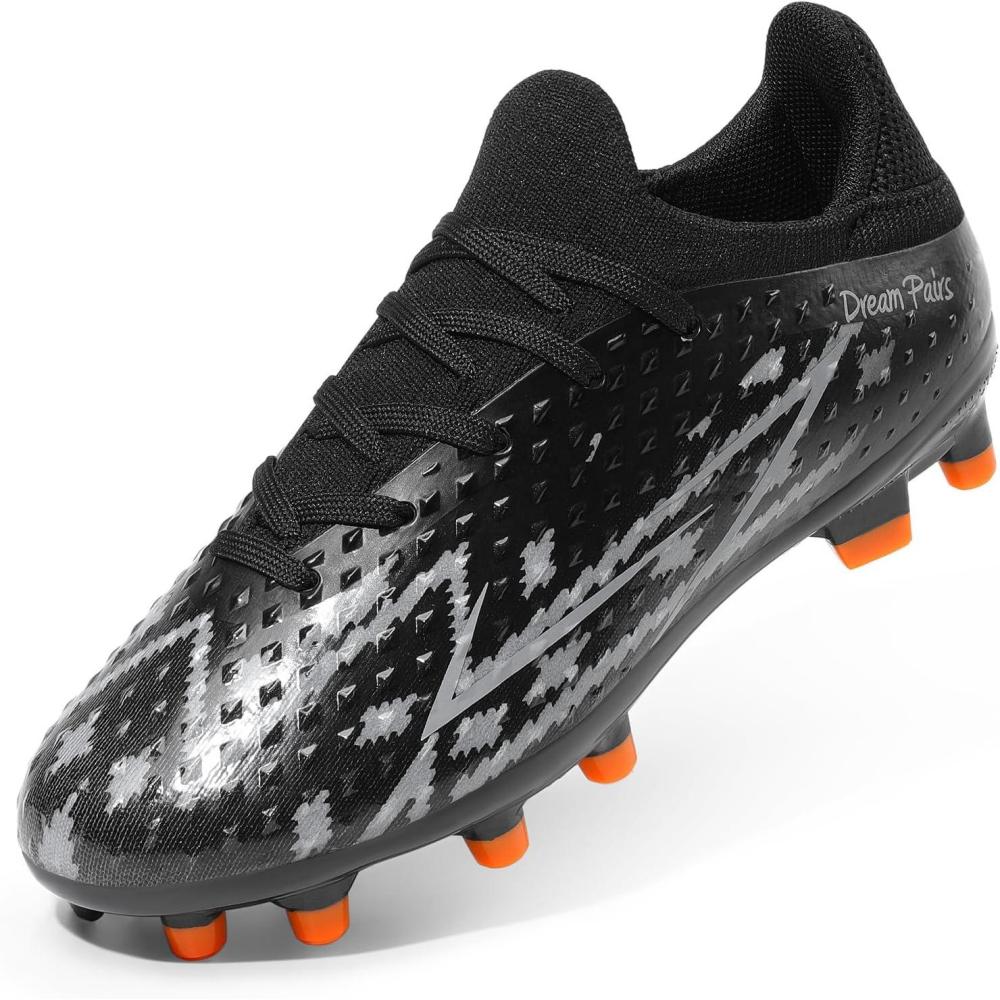 imageDREAM PAIRS Boys Girls Soccer Cleats Youth Firm Groud Football Shoes for LittleBig KidBlack