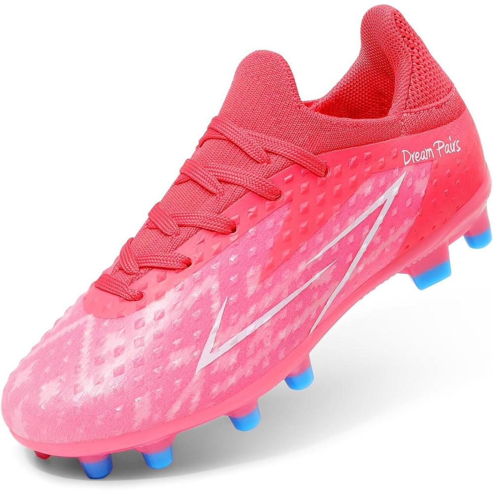 imageDREAM PAIRS Boys Girls Soccer Cleats Youth Firm Groud Football Shoes for LittleBig KidHot Pink