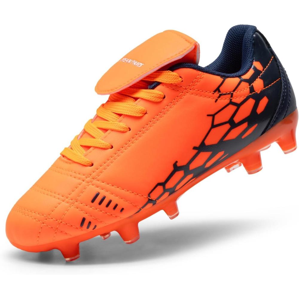 imageDREAM PAIRS Boys Girls Soccer Football Cleats Shoes for LittleBig KidOrangeNavy
