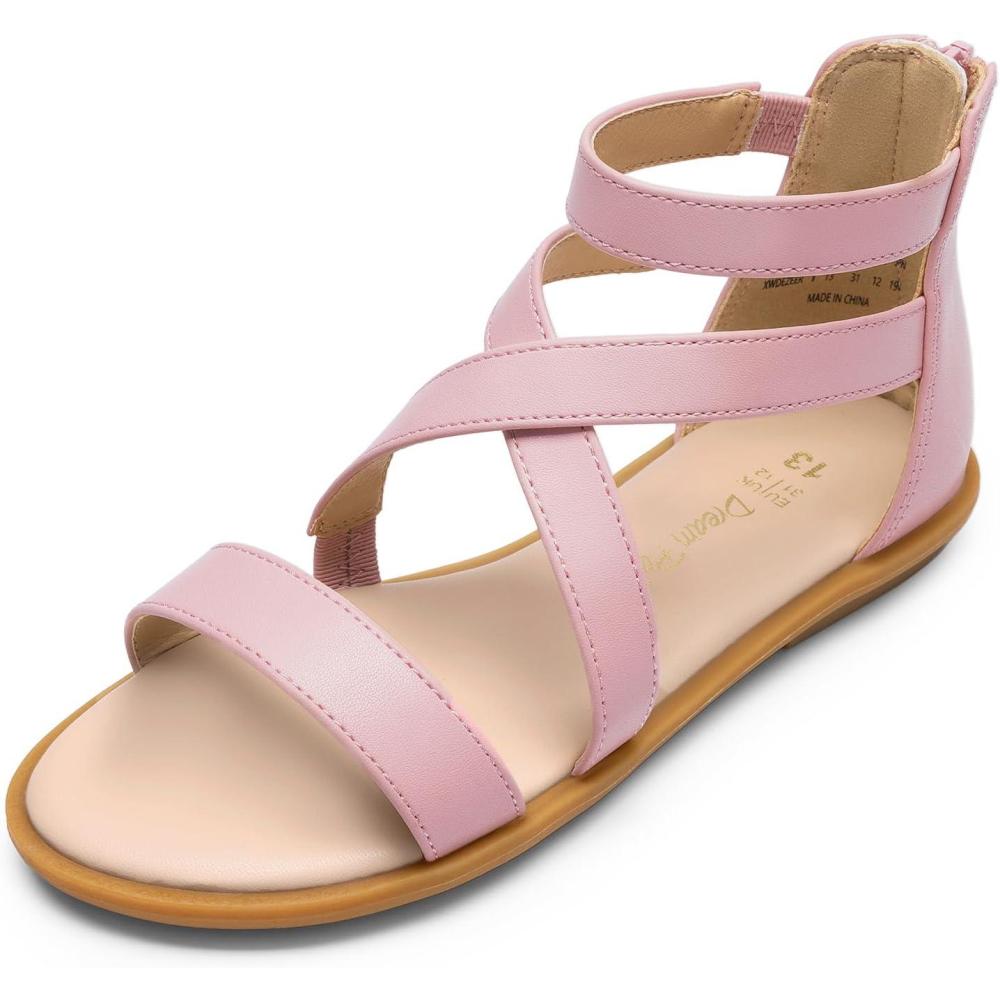 imageDREAM PAIRS Girls Gladiator Sandals with Zipper Strappy Sandals ToddlerLittle KidBig KidPink