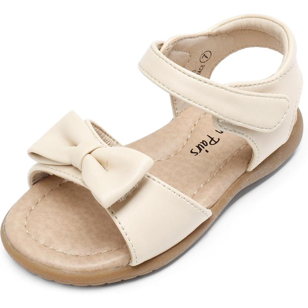 imageDREAM PAIRS Girls Sandals Fashion Bow Summer Shoes for ToddlerLittle KidWhitepu
