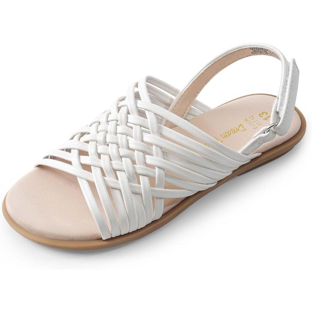 imageDREAM PAIRS Girls Sandals Gladiator Braided Flat Open Toe Summer SandalsWhite