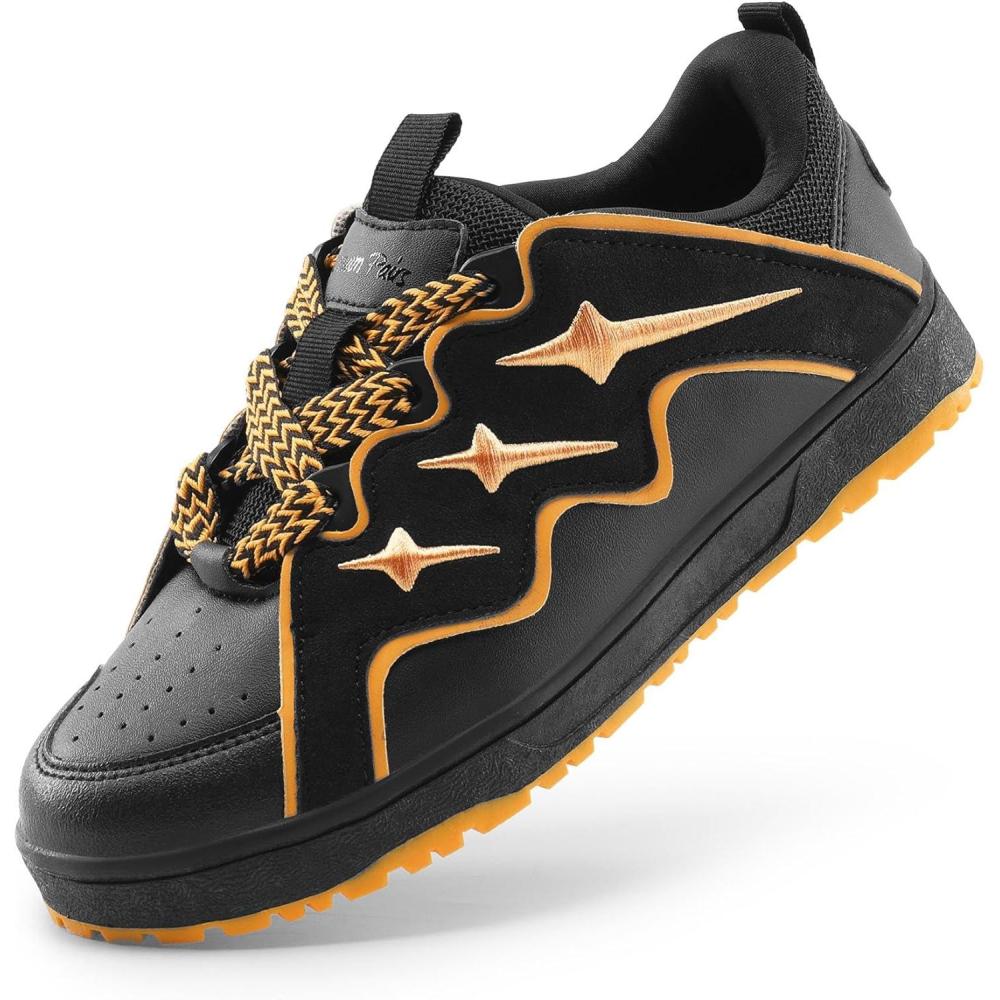 imageDREAM PAIRS Kid Shoes Boys Girls Sneakers Lace Up Skate Shoes Durable Walking Casual ShoesBlackOrange