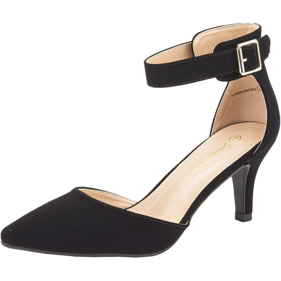imageDREAM PAIRS Kitten Heel Low Heel for Women Closed Pointed Toe Pumps Wedding Party Sexy Dress Shoes LowpointedBlackNubuck