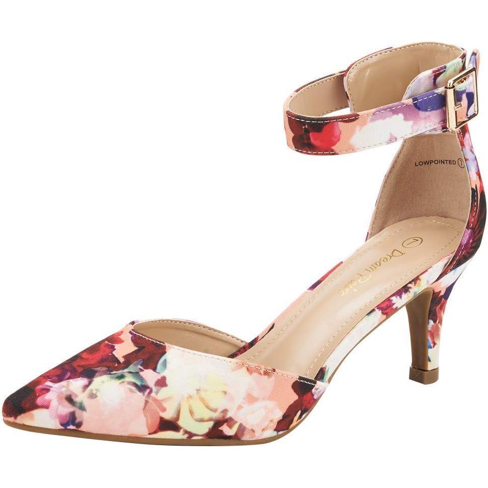 imageDREAM PAIRS Kitten Heel Low Heel for Women Closed Pointed Toe Pumps Wedding Party Sexy Dress Shoes LowpointedFloral