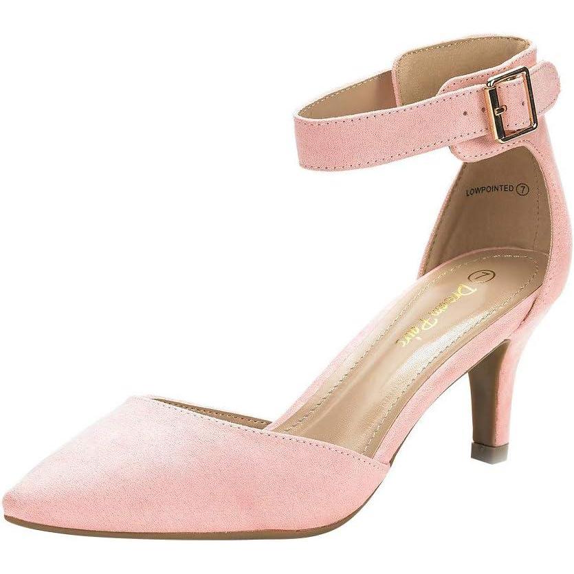 imageDREAM PAIRS Kitten Heel Low Heel for Women Closed Pointed Toe Pumps Wedding Party Sexy Dress Shoes LowpointedPinkSuede
