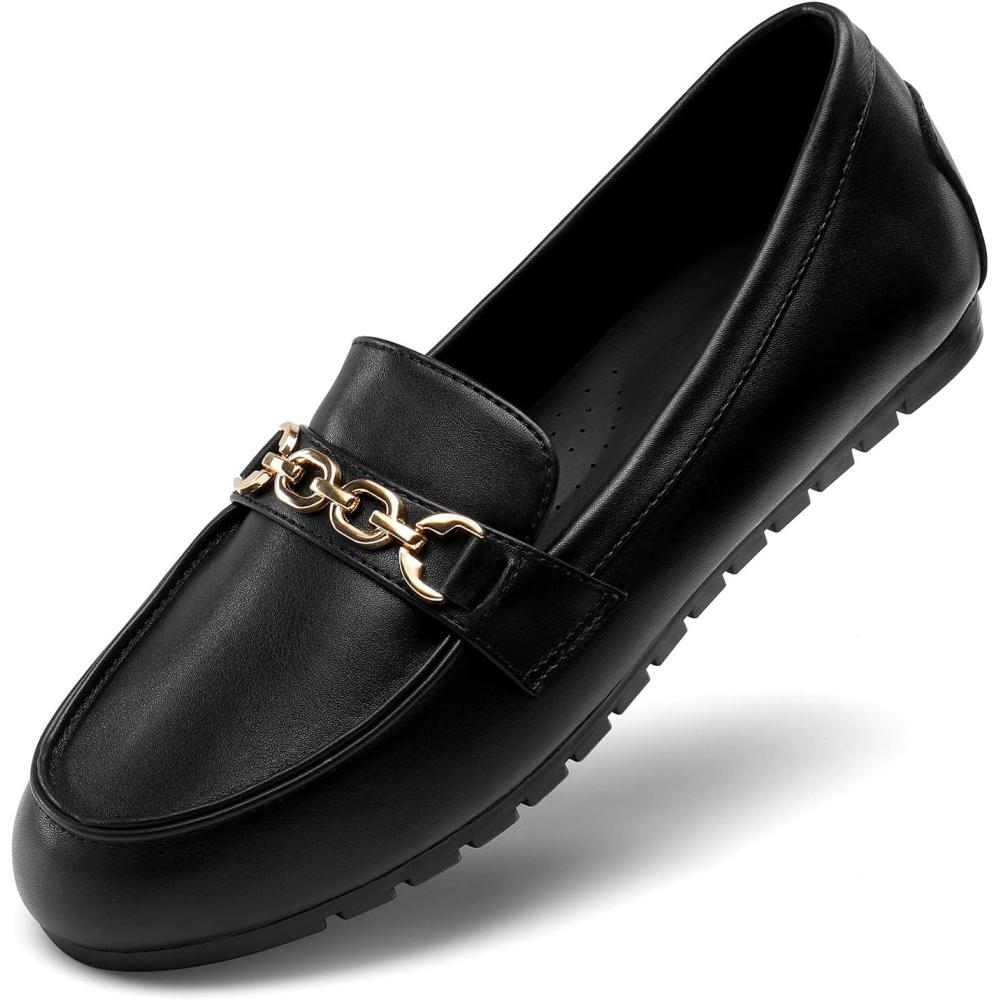 imageDREAM PAIRS Loafers for Women Casual Comfortable Slip On Flat Shoes Lightweight Leisure Work Shoes Comfort Walking ShoesBlackpu