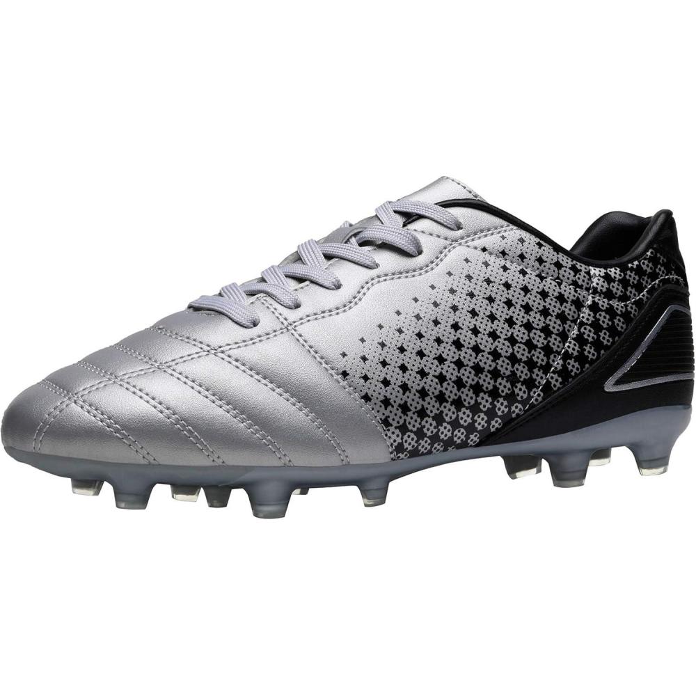 imageDREAM PAIRS Mens Firm Ground Soccer Cleats Soccer ShoesSilverBlack