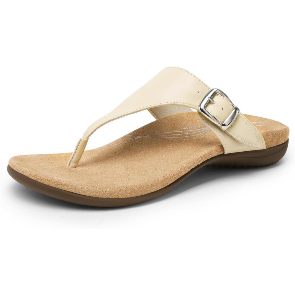 imageDREAM PAIRS Orthotic Thong Sandals for Women Arch Support Flip Flops Comfortable Lightweight Slip On Sandals for Walking Casual Summer Everyday WearNude