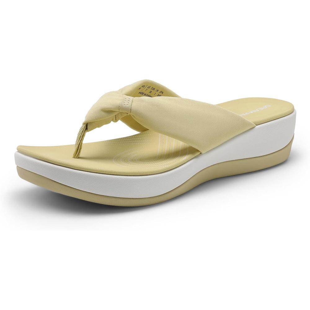 imageDREAM PAIRS Platform Flip Flops for Women Cushioned Thong Sandals with Soft Eva Foam Insole Lightweight Lycra fabric Comfort Dressy Slides Slippers for Summer BeachBeige