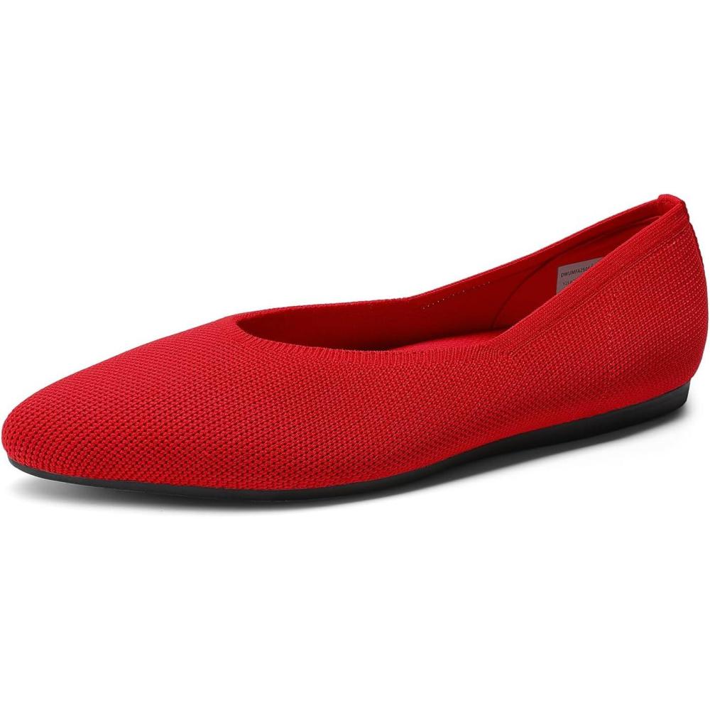 imageDREAM PAIRS Pointed Toe Flats for Women Comfortable Dressy Knit Ballet Flats with Arch Support Womens Dress Shoes for Work Office Business Casual TravelRed