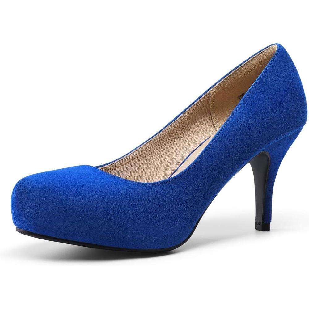 imageDREAM PAIRS Tiffany Womens Classic Elegant Versatile Low Stiletto Heel Dress Platform Pumps ShoesTiffannyroyalblue