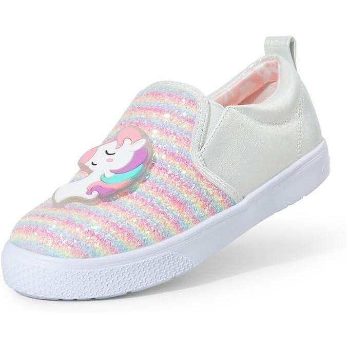imageDREAM PAIRS Toddler Sneakers Slip On for Girls Kids Walking Shoes Sparkle Sequins Glitter Shoes Little Kids Comfort Casual