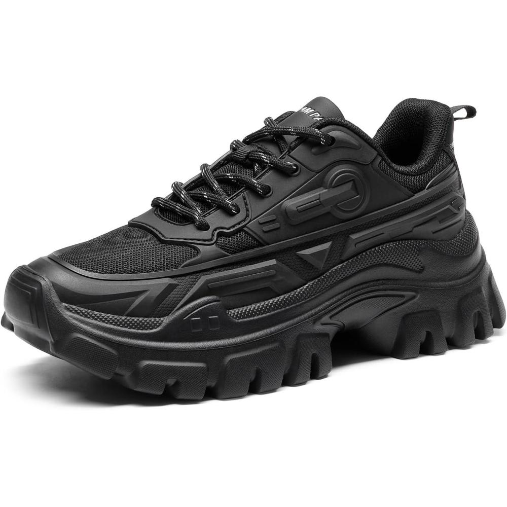 imageDREAM PAIRS Women Chunky Fashion Sneakers Platform Bold LaceUp Comfortable SneakersBlackbold