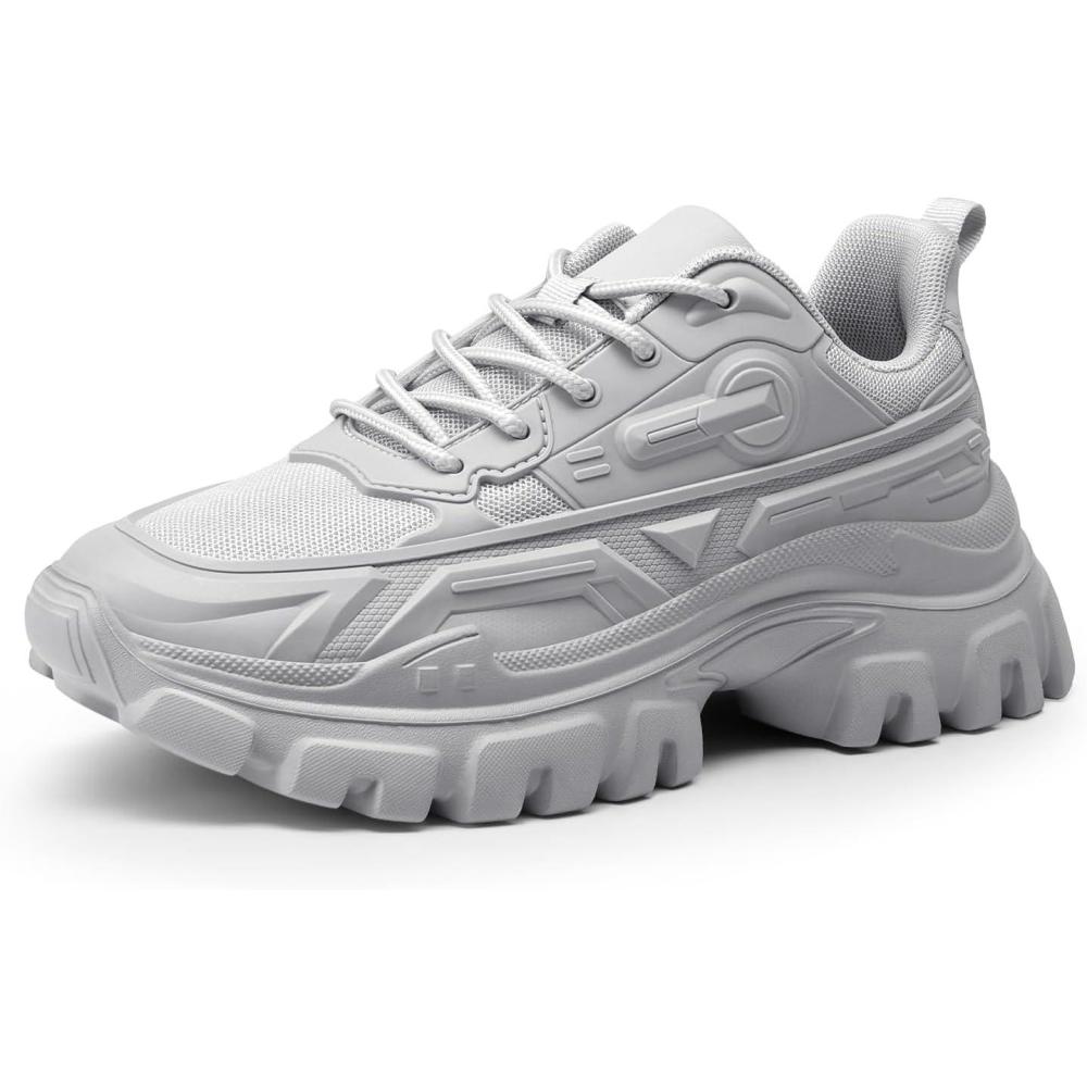 imageDREAM PAIRS Women Chunky Fashion Sneakers Platform Bold LaceUp Comfortable SneakersGreybold
