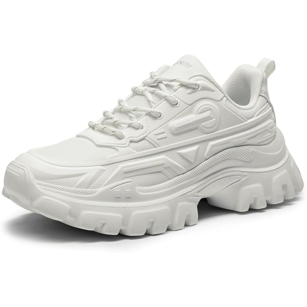 imageDREAM PAIRS Women Chunky Fashion Sneakers Platform Bold LaceUp Comfortable SneakersWhitebold