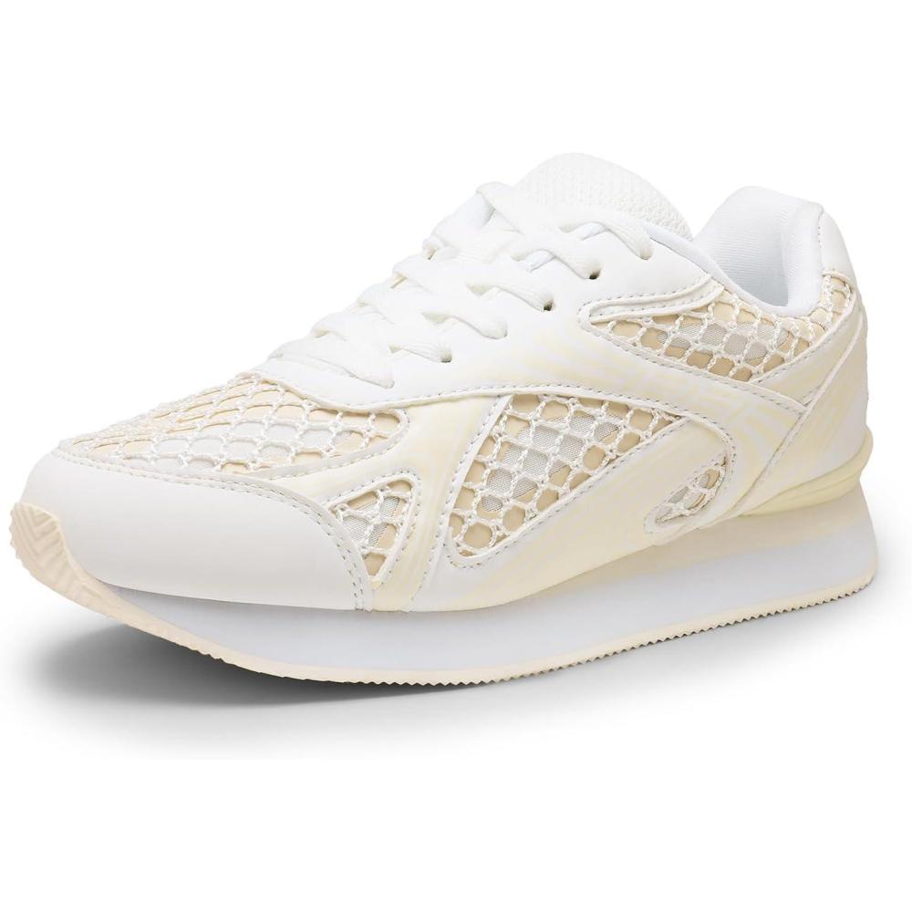 imageDREAM PAIRS Women Fashion Sneakers Walking Comfortable Breathable Stylish Lightweight Retro Classisc Casual Lace Up Sportstyle SneakerWhite