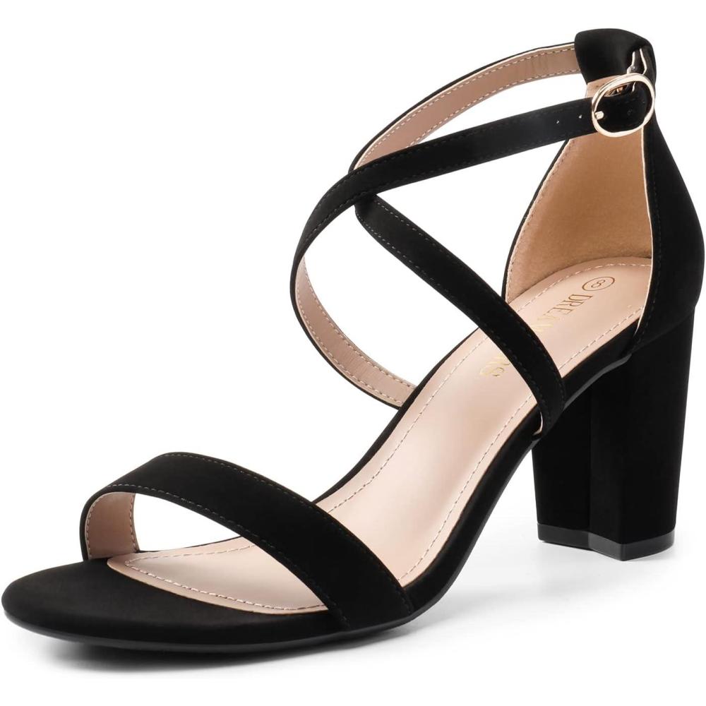 imageDREAM PAIRS Womens Ankle Strap Dress Low Chunky Block Open Toe Heel Sandals for Party WeddingBlacknubuck
