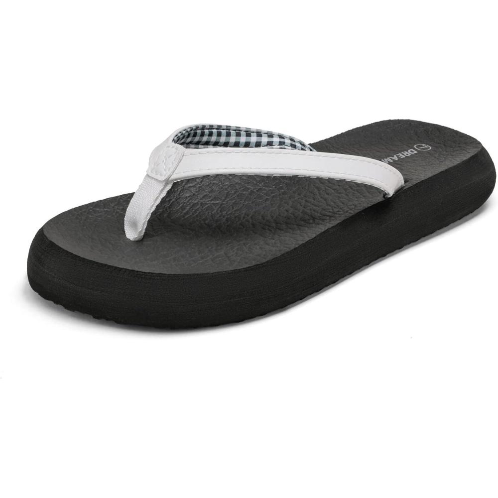 imageDREAM PAIRS Womens Arch Support Flip Flops Comfortable Soft Cushion Thong Sandals for Summer Beach Daily Casual WearWhiteBlack