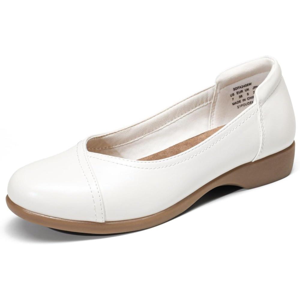 imageDREAM PAIRS Womens Ballet Flats Comfortable Slip On Business Office Dress Shoes for Women Dressy and Work with 3D Molded InsoleWhite