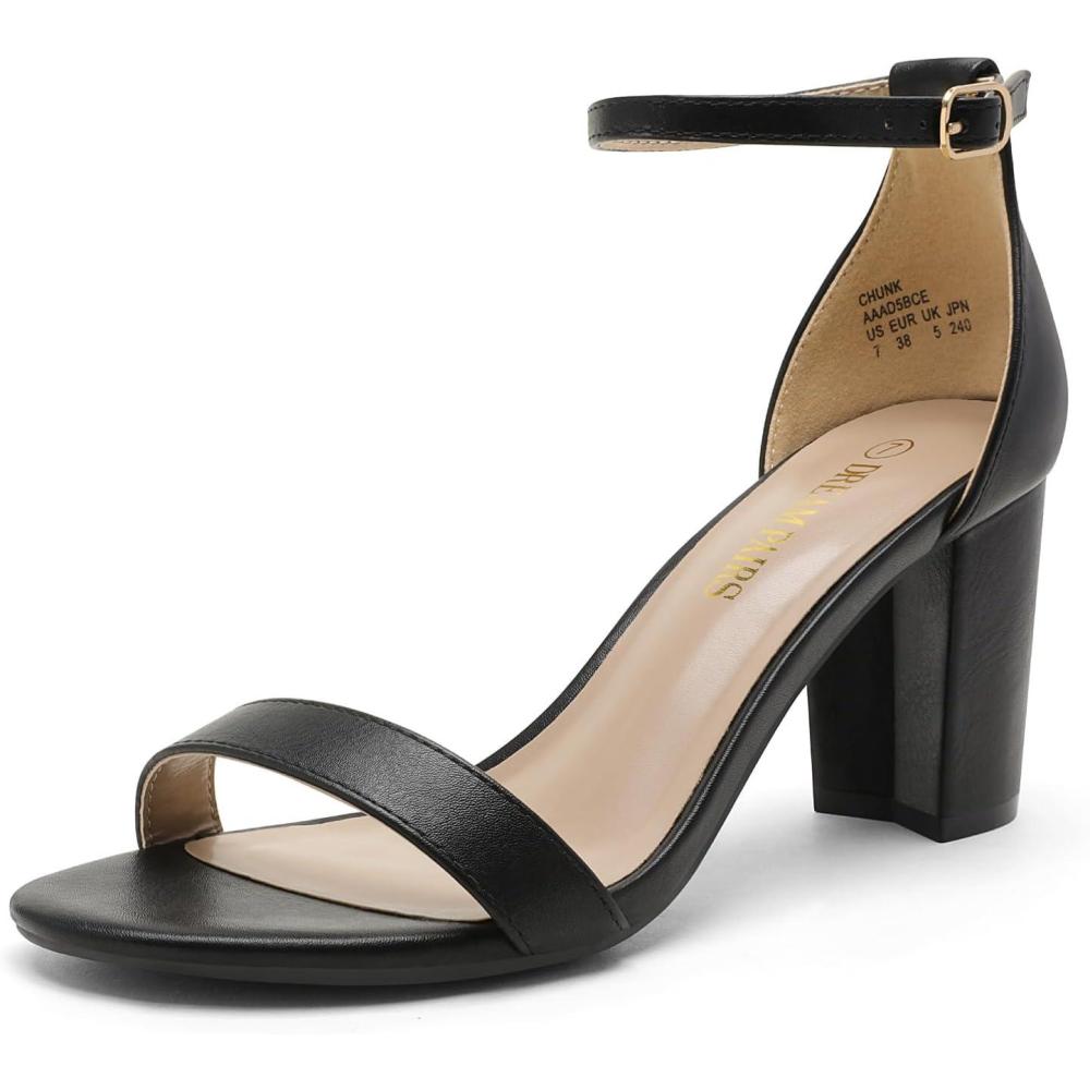 imageDREAM PAIRS Womens Chunk Low Heel Pump SandalsBlackPu