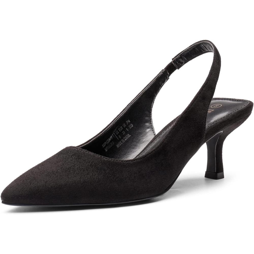 imageDREAM PAIRS Womens Closed Toe Kitten Heels Pointed Toe Slingback Low Heels Dress Bridal Wedding Pumps ShoesBlacksuede