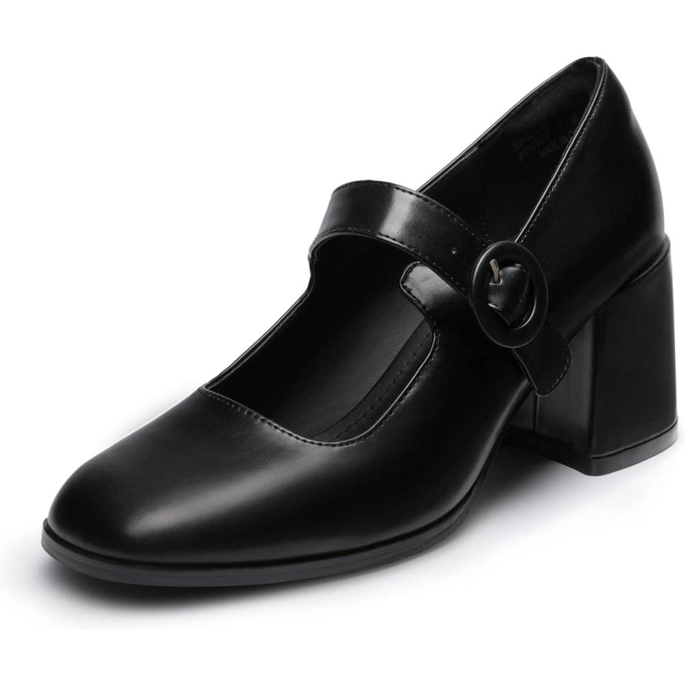 imageDREAM PAIRS Womens ClosedToe PumpsBlackPu