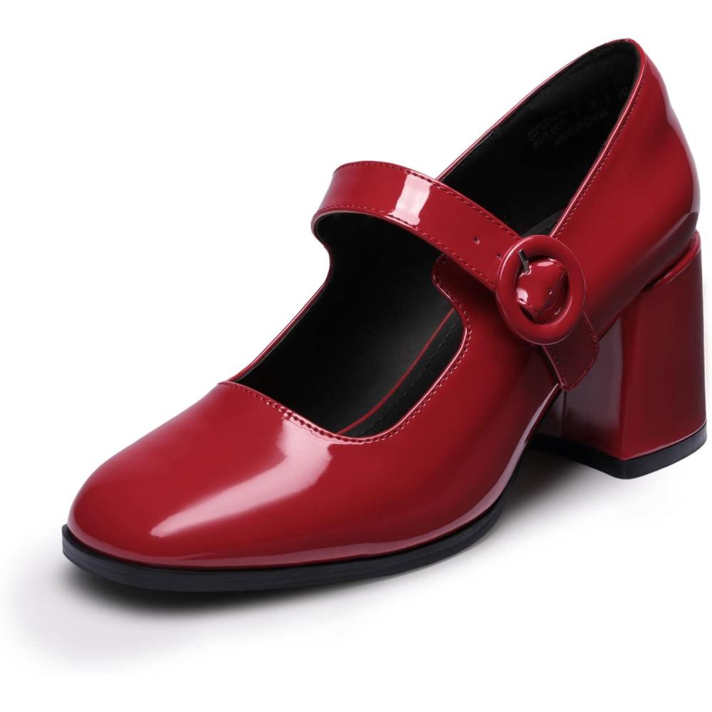 imageDREAM PAIRS Womens ClosedToe PumpsBright Red