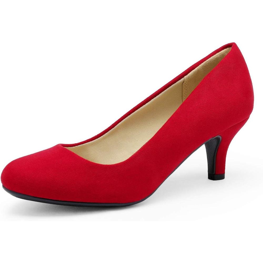 imageDREAM PAIRS Womens Dress Comfortable Low Heel Pump ShoesRed